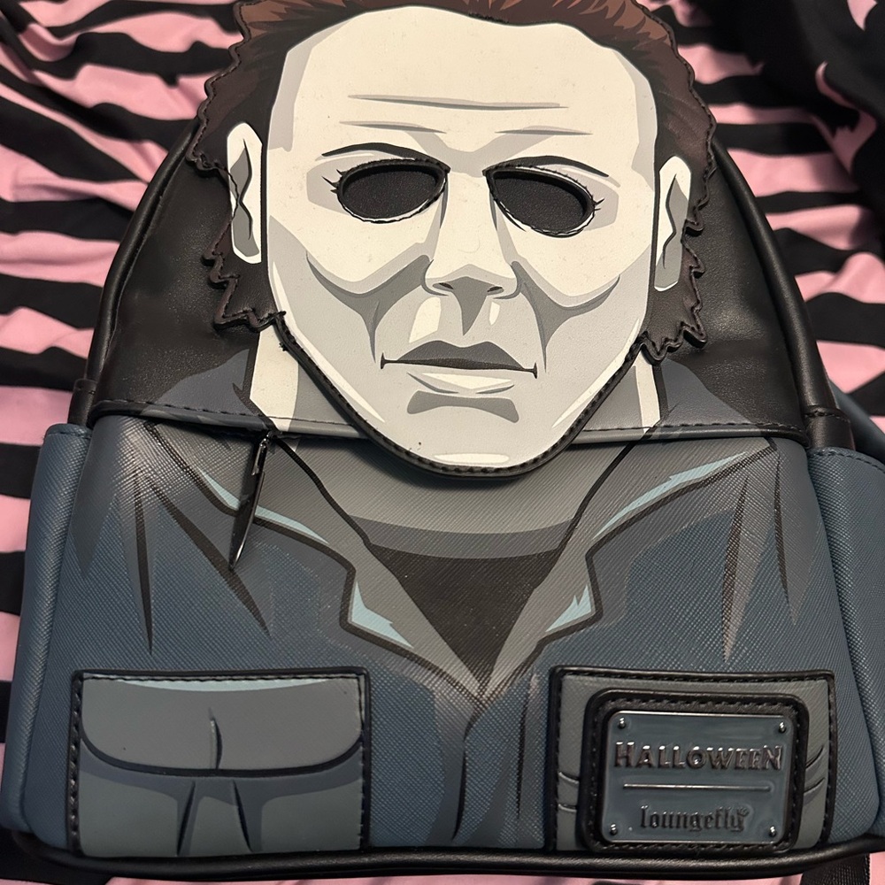 Loungefly Halloween Michael myers Character mini Backpack - Black and Gray